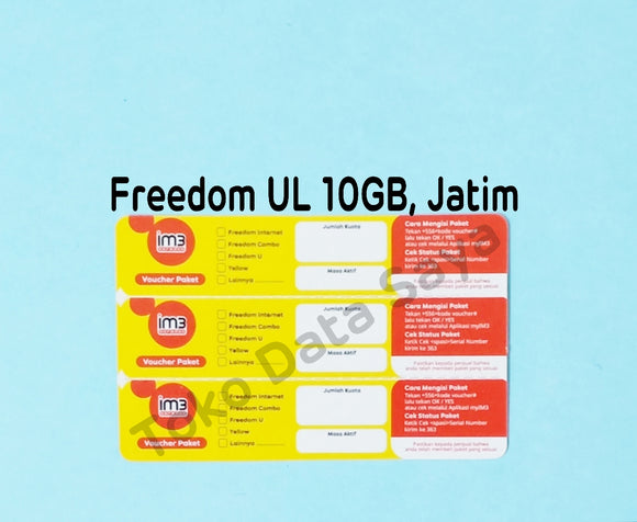 Voucher Kuota Data Indosat Freedom UL 10GB, Jatim