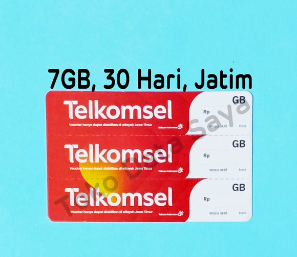 Voucher Kuota Data Telkomsel 7GB, 30 Hari NON (SBY, SDA, TUBAN)