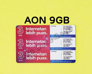 Voucher Kuota Data 3 / Three / Tri AON 9 ( Promo ) NEW total (12GB)