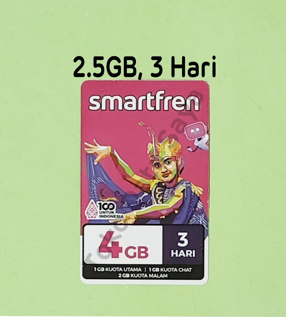 Voucher Kuota Data Smartfren 2.5GB, 3 Hari