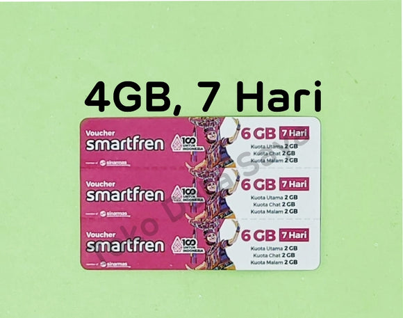 Voucher Kuota Data Smartfren 4GB, 7 Hari
