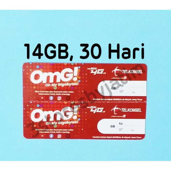 Voucher Kuota Data Telkomsel 14GB, 30 Hari (KHUSUS SBY, SDA, TUBAN)