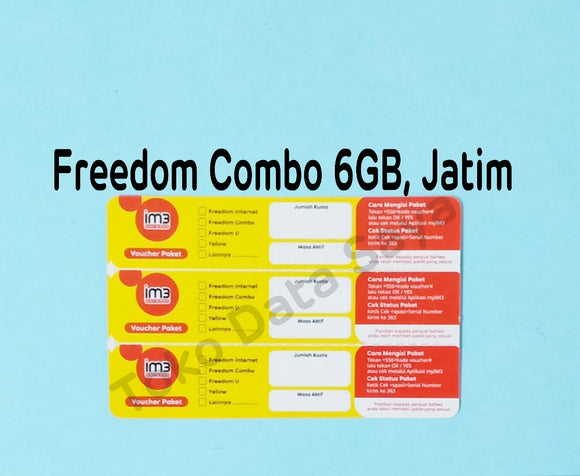 Voucher Kuota Data Indosat Freedom Combo 6GB, Jatim
