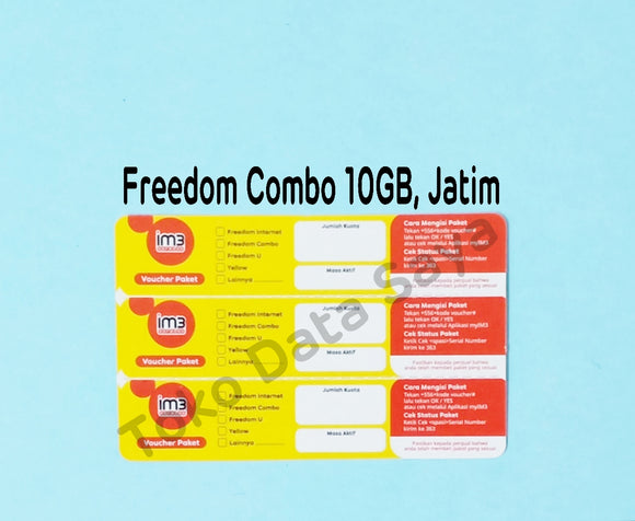 Voucher Kuota Data Indosat Freedom Combo 10GB, Jatim