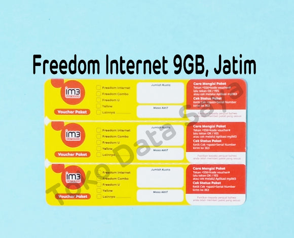 Voucher Kuota Data Indosat Freedom Internet 9GB, Jatim