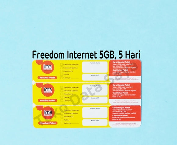 Voucher Kuota Data Indosat Freedom Internet 5GB, 5 Hari