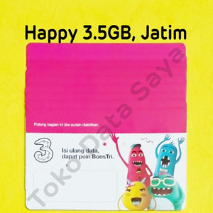 Voucher Kuota Data 3 / Three / Tri Happy 3.5GB, 5 Hari, Jatim