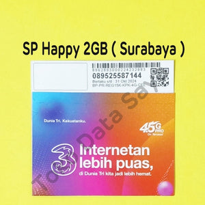 Perdana Kuota Data 3 / Three / Tri Happy 2GB ( Surabaya )